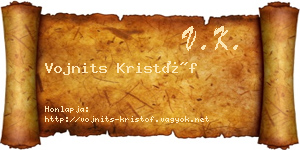 Vojnits Kristóf névjegykártya